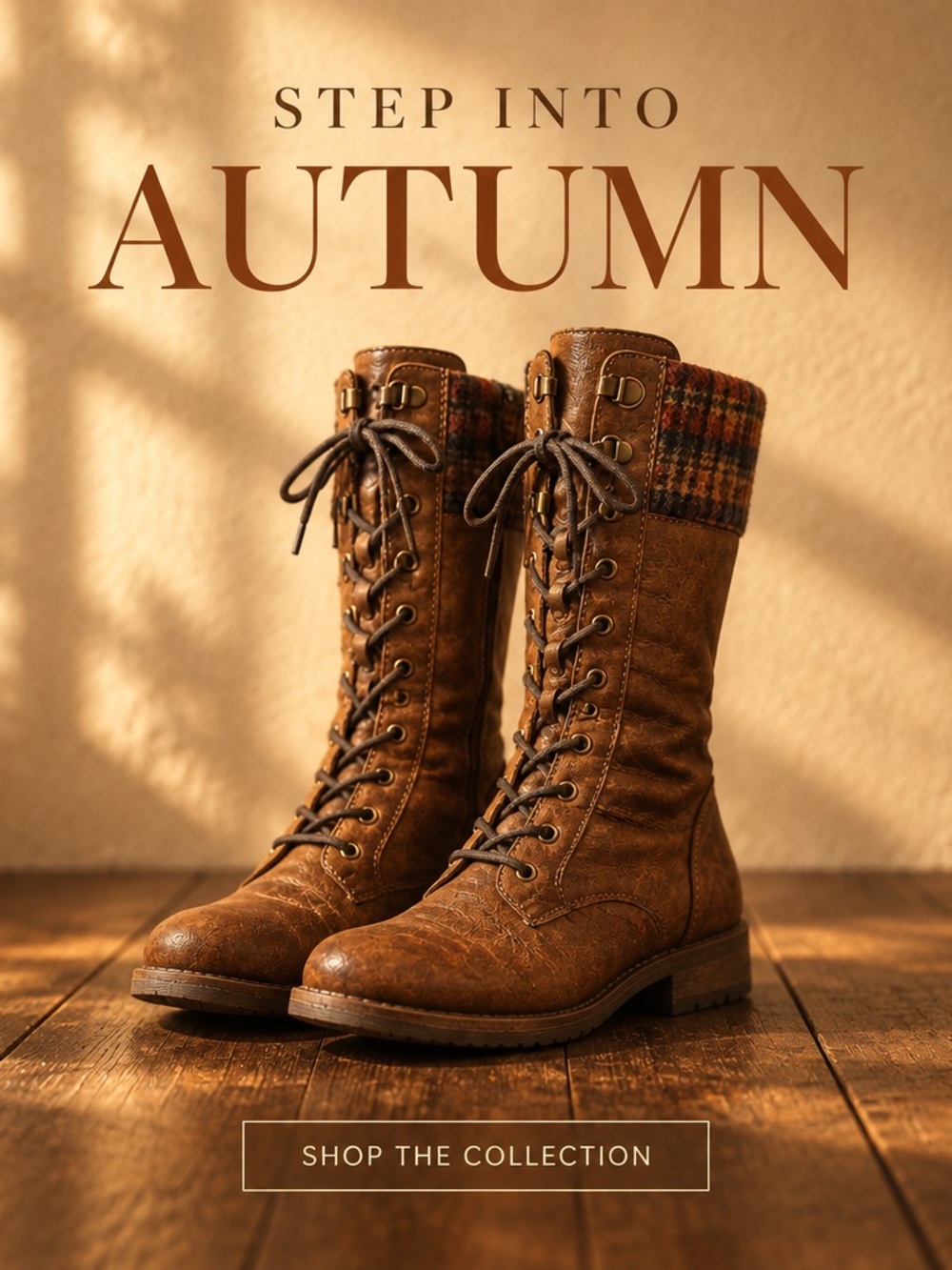 Remonte Brown Lace-Up Plaid Cuff Combat Boots